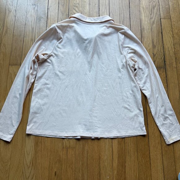 AnyBody Size M Pink Cozy Knit Luxe Long Sleeve Collared Polo Shirt Top - Picture 14 of 16